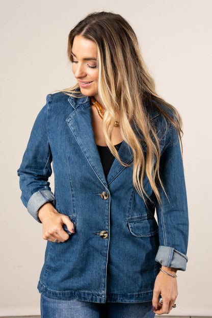 Uptown Single Breasted Denim Blazer