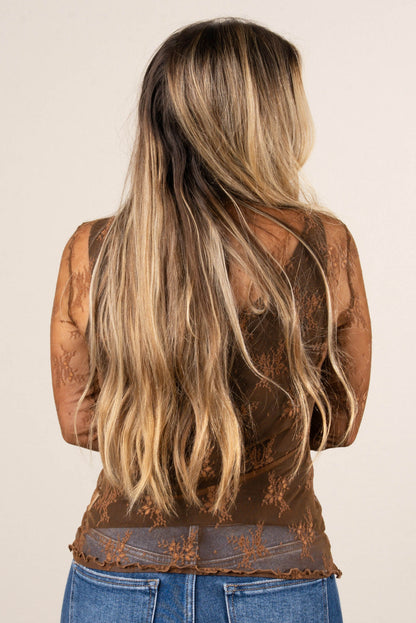 Flower Child Sheer Mesh Thumbhole Cuff Top