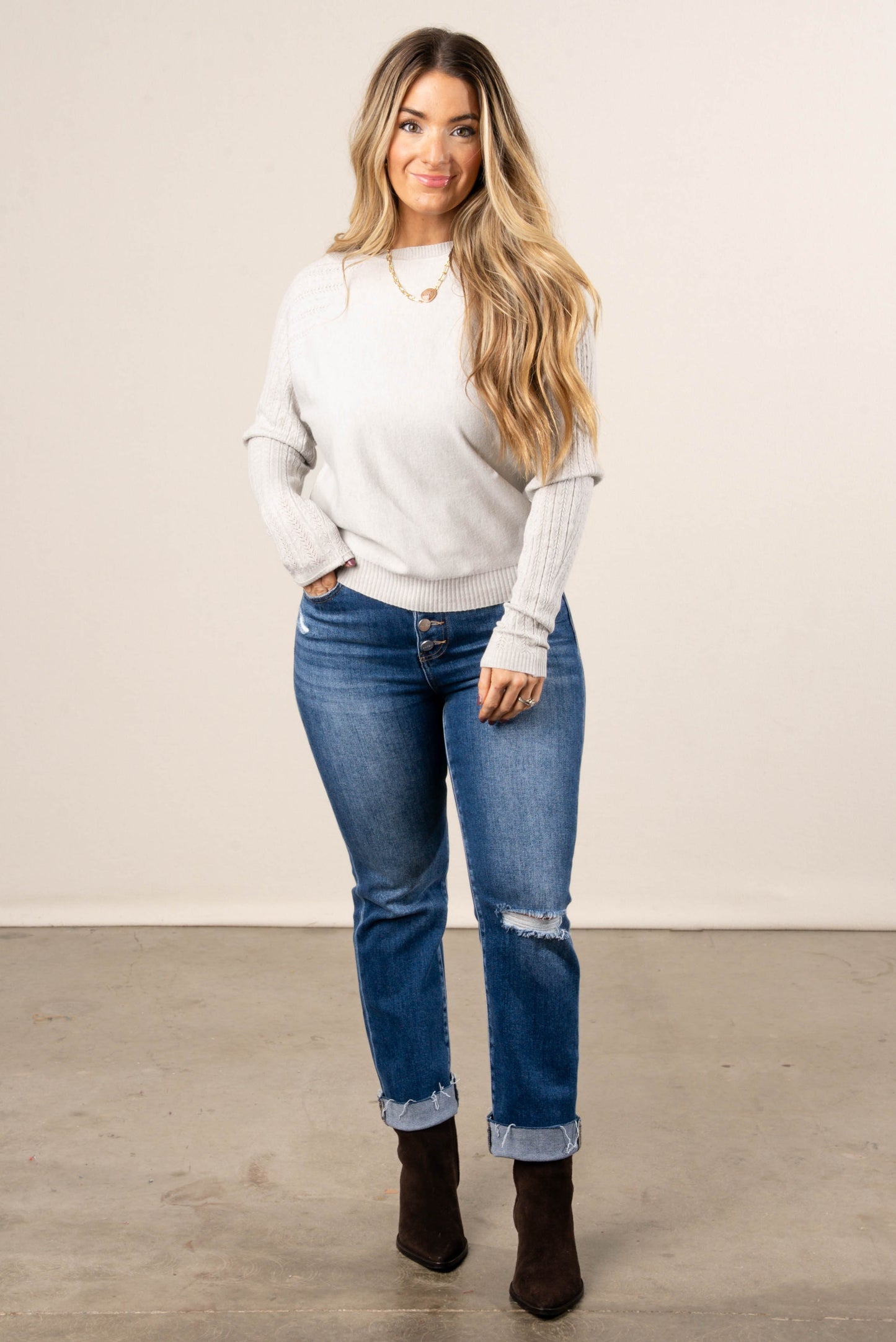 Dempsey Mixed Knit Raglan Sweater