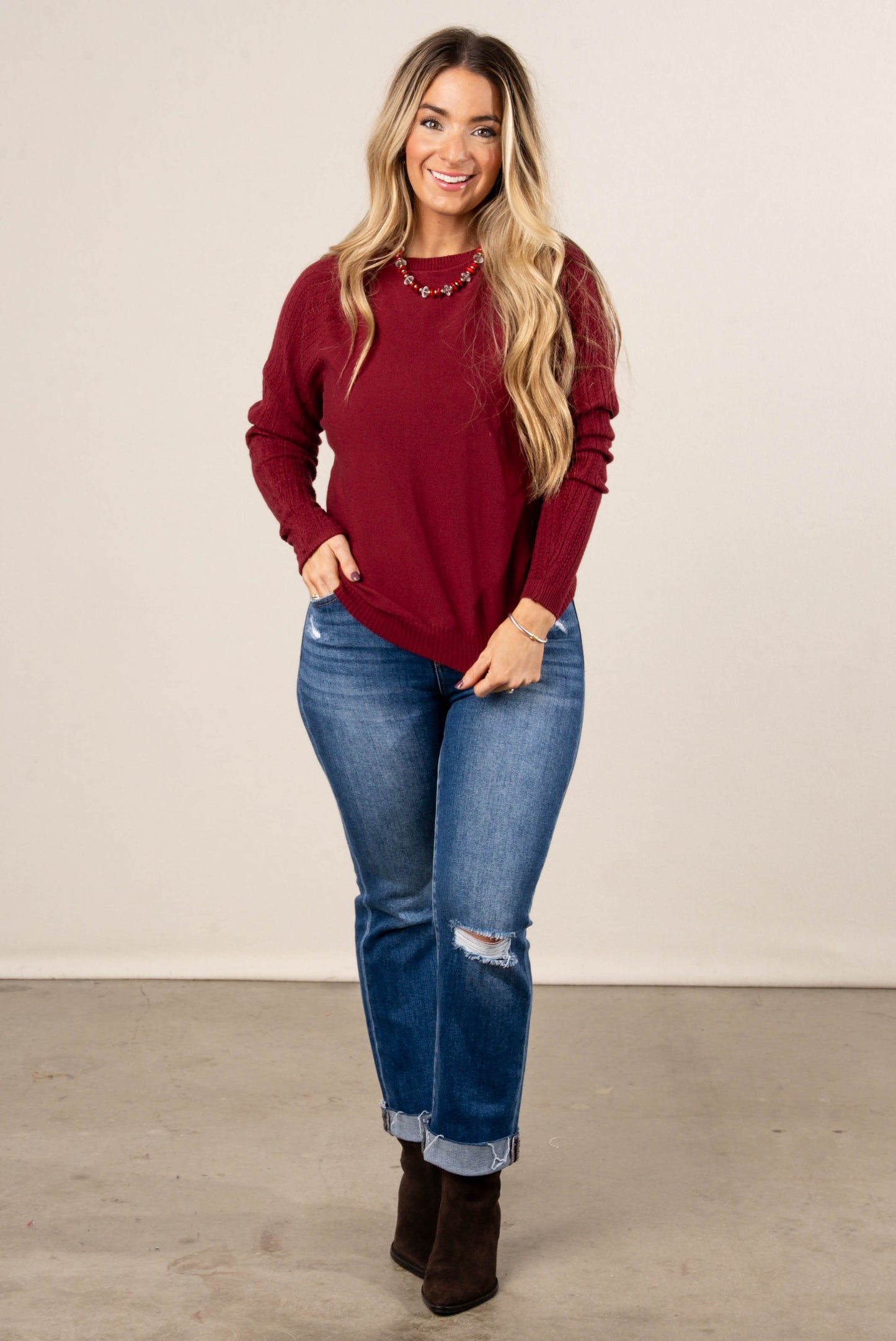 Dempsey Mixed Knit Raglan Sweater