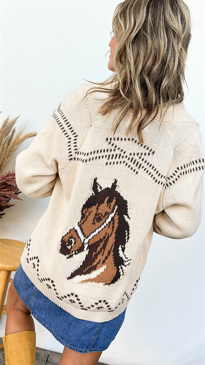 Fillmore Equestrian Knit Open Front Cardigan
