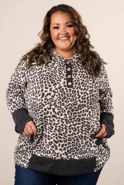 Spot Me Oversized Leopard Hooded Top