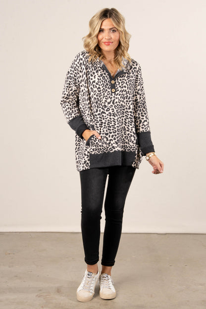 Spot Me Oversized Leopard Hooded Top