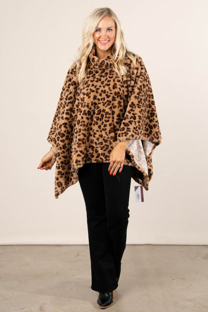 Leopard Turtleneck Poncho