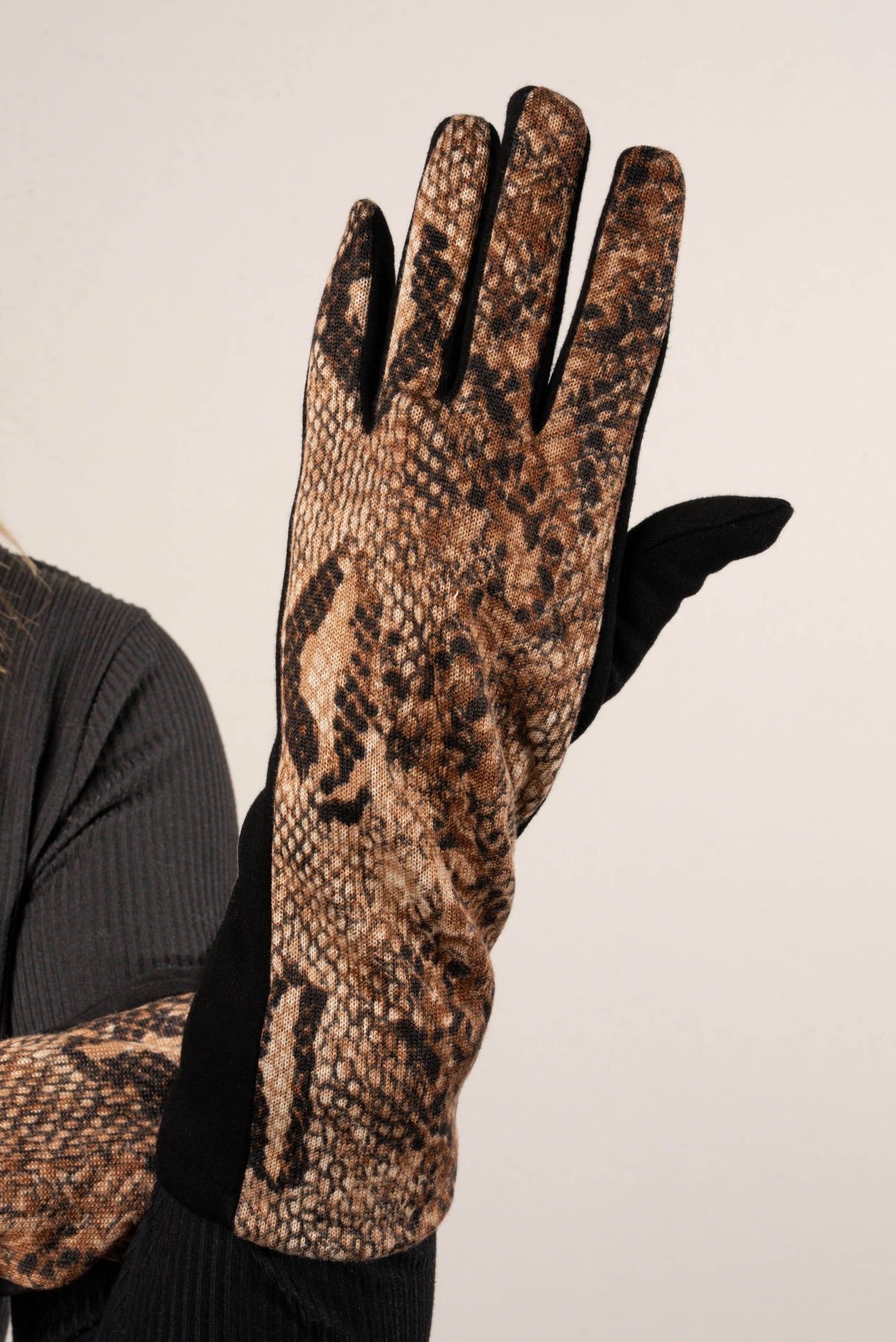 Snake Print Touchscreen Gloves