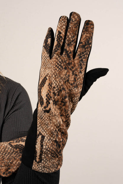 Snake Print Touchscreen Gloves