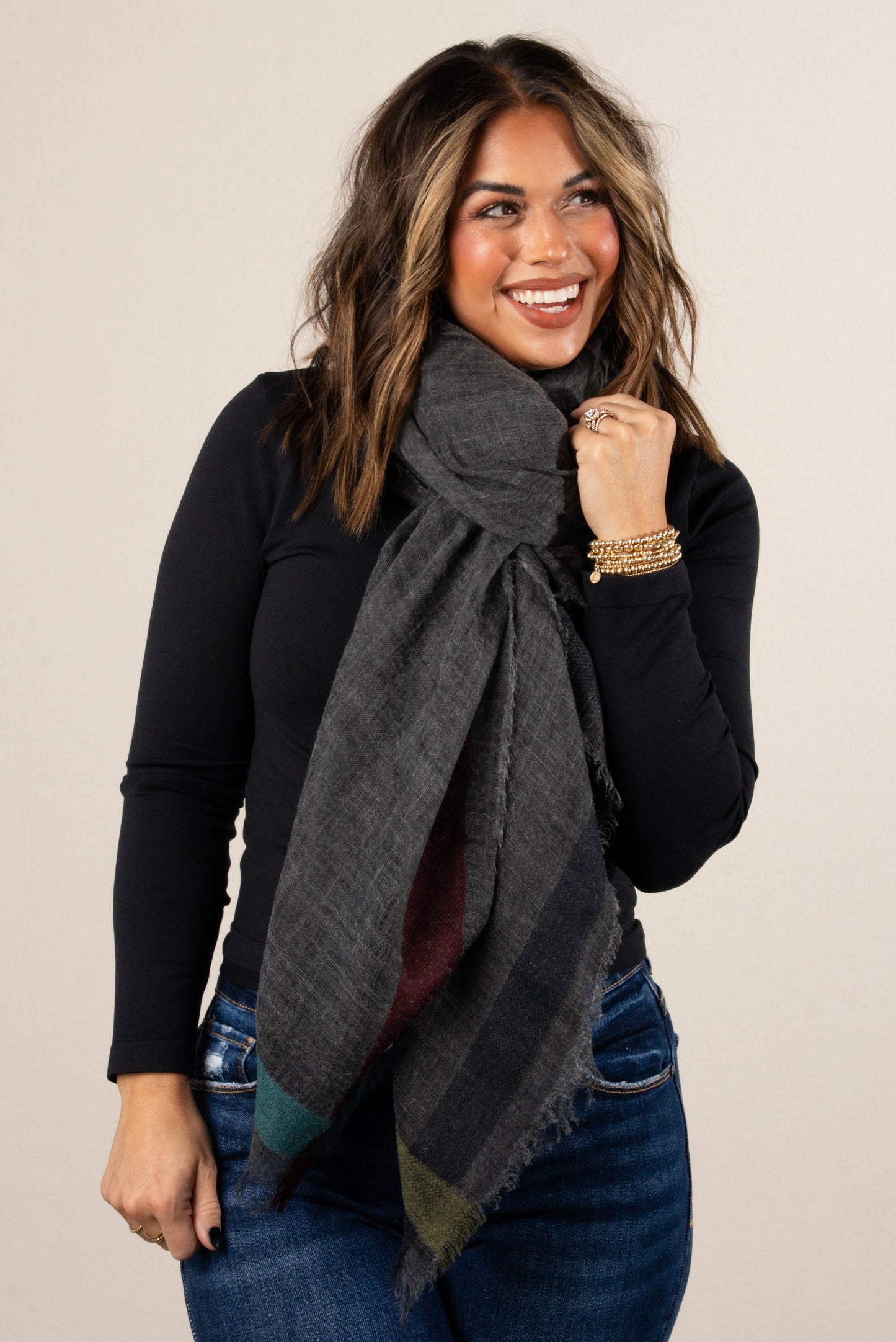 Color Block Oblong Wrap Scarf