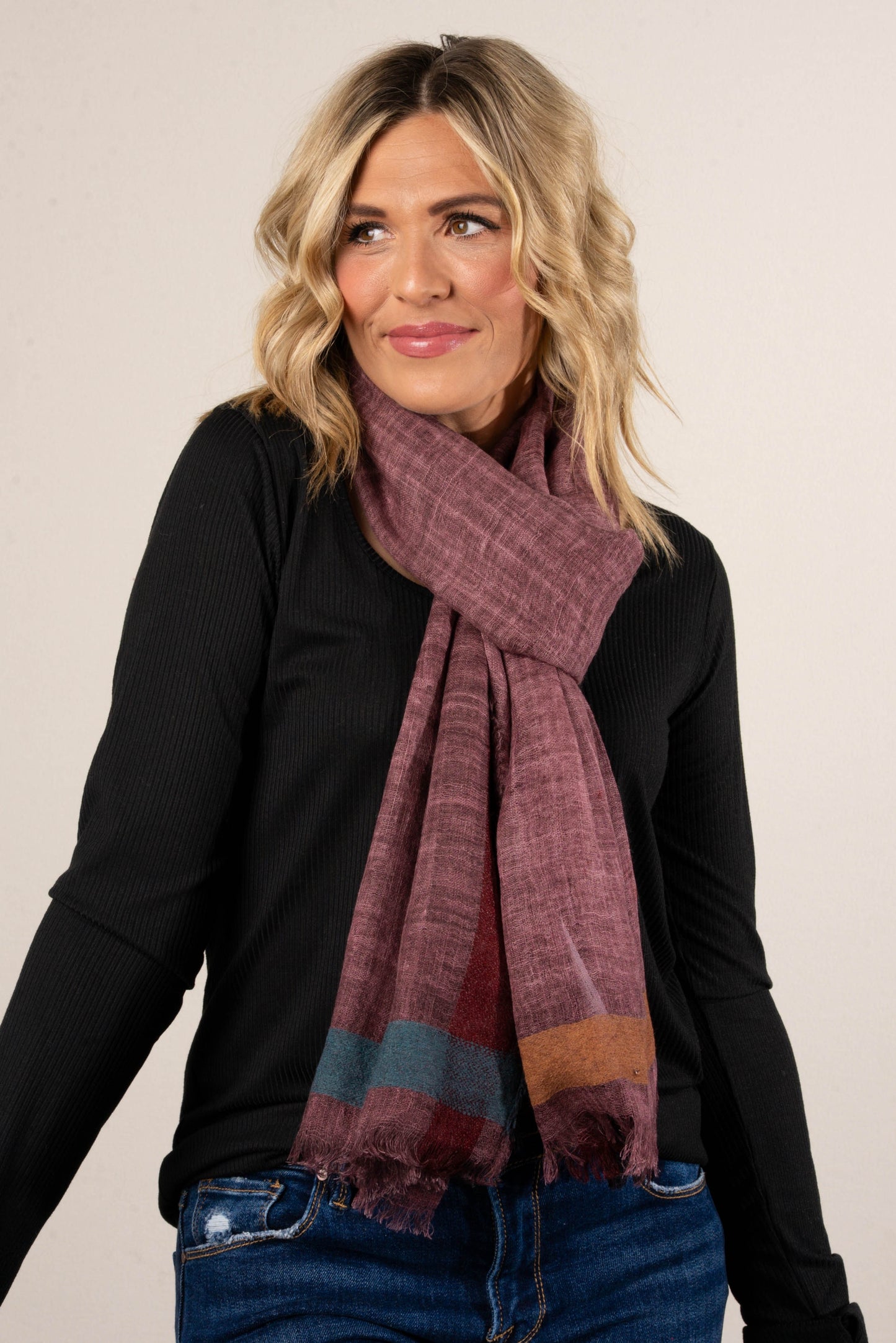 Color Block Oblong Wrap Scarf