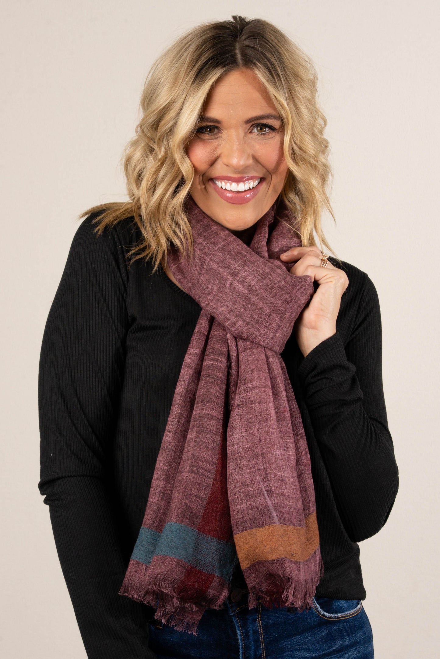 Color Block Oblong Wrap Scarf