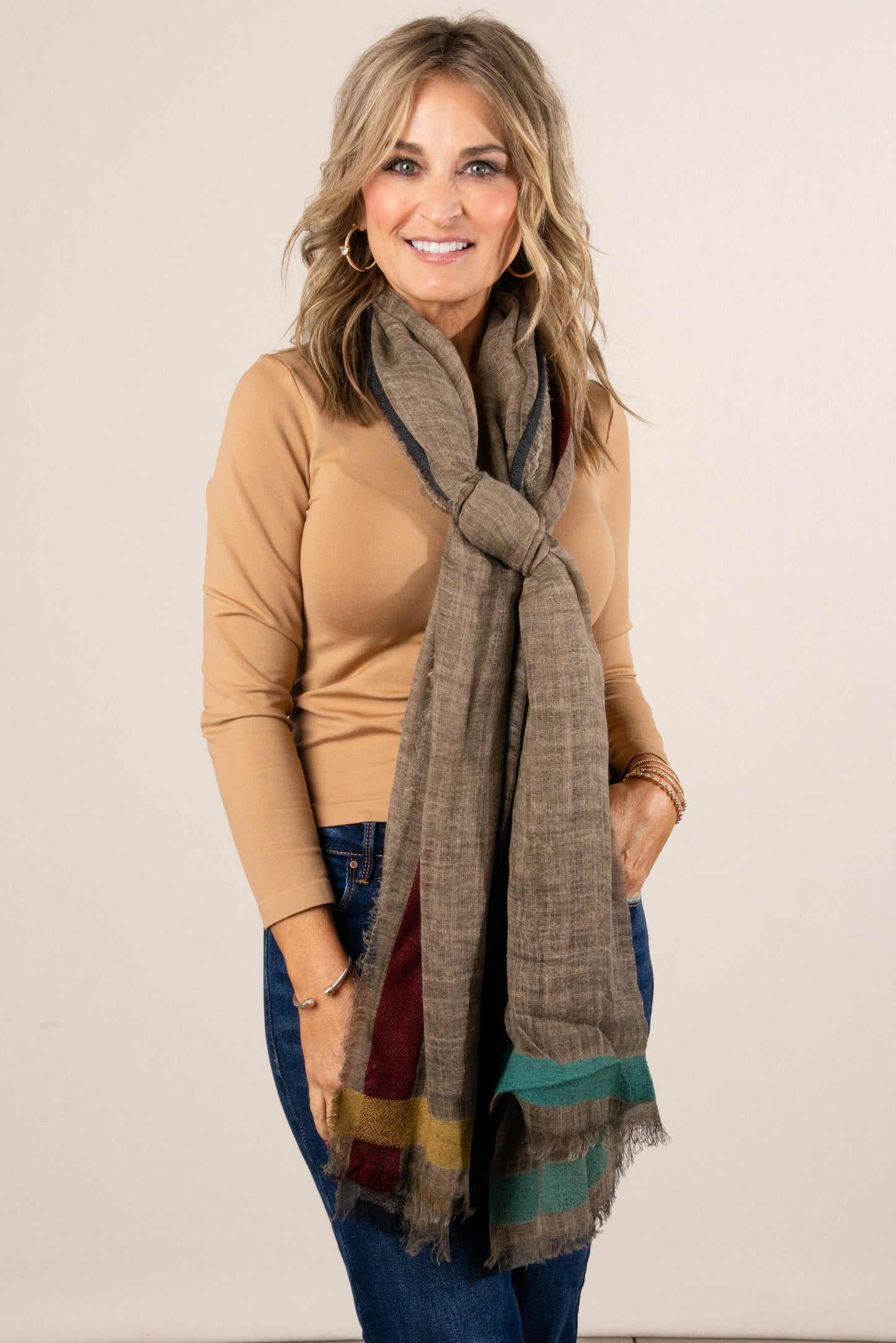 Color Block Oblong Wrap Scarf