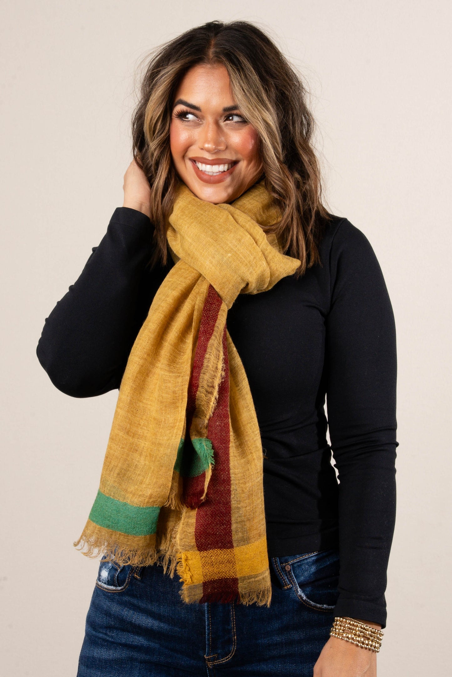 Color Block Oblong Wrap Scarf