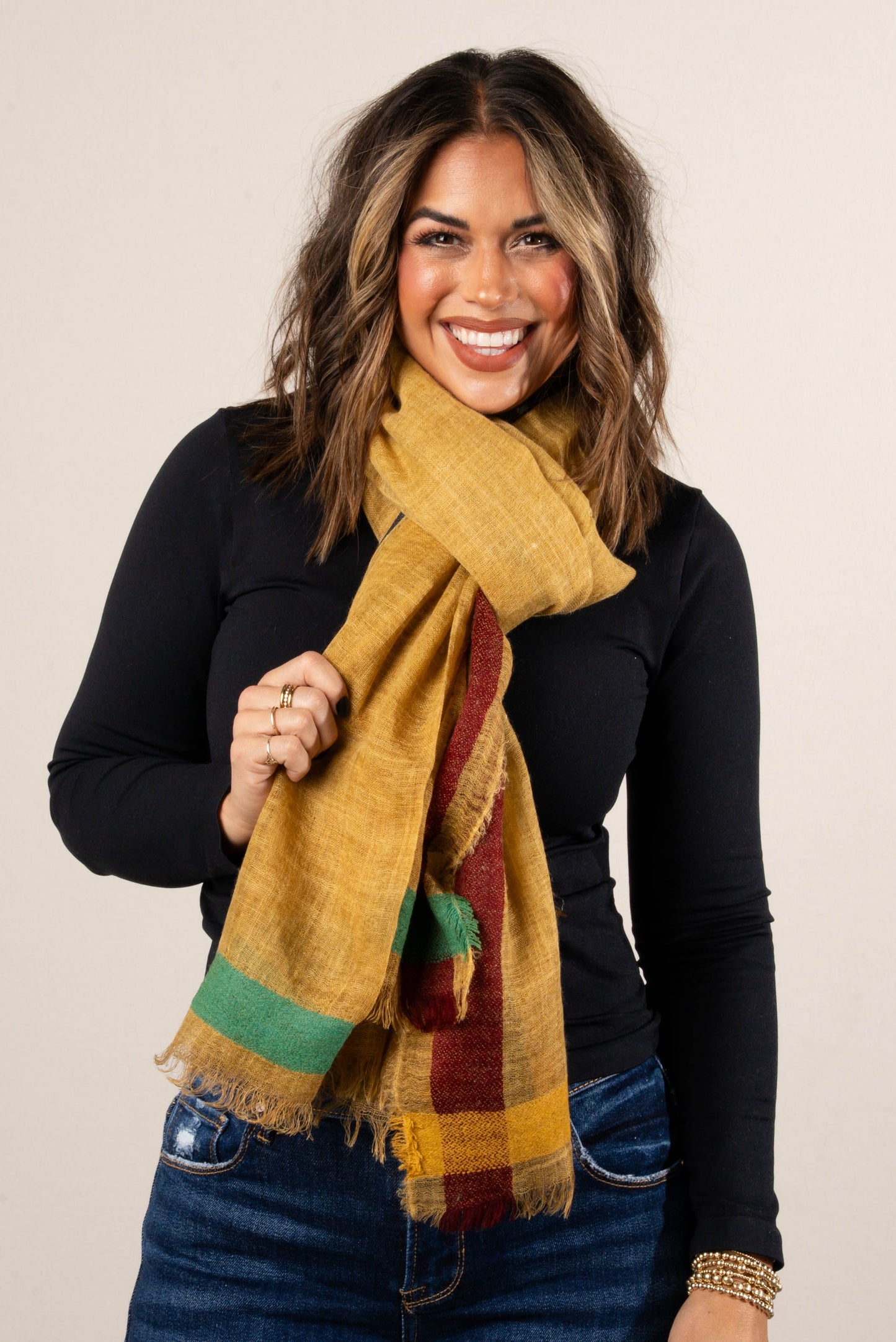 Color Block Oblong Wrap Scarf