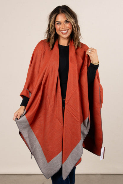 Reversible Open Front Wrap Shawl