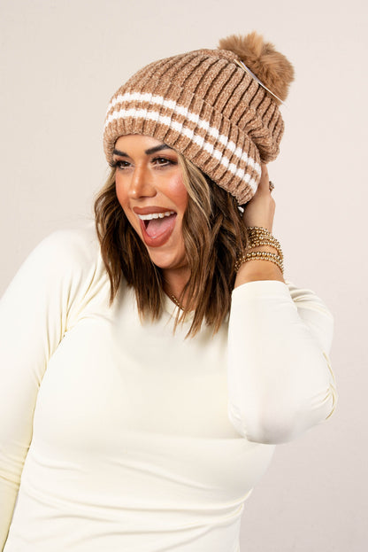 Fleece Lined Pom Pom Beanie