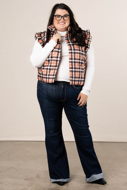 Ireland Plaid Quilted Ruffle Shoulder Vest