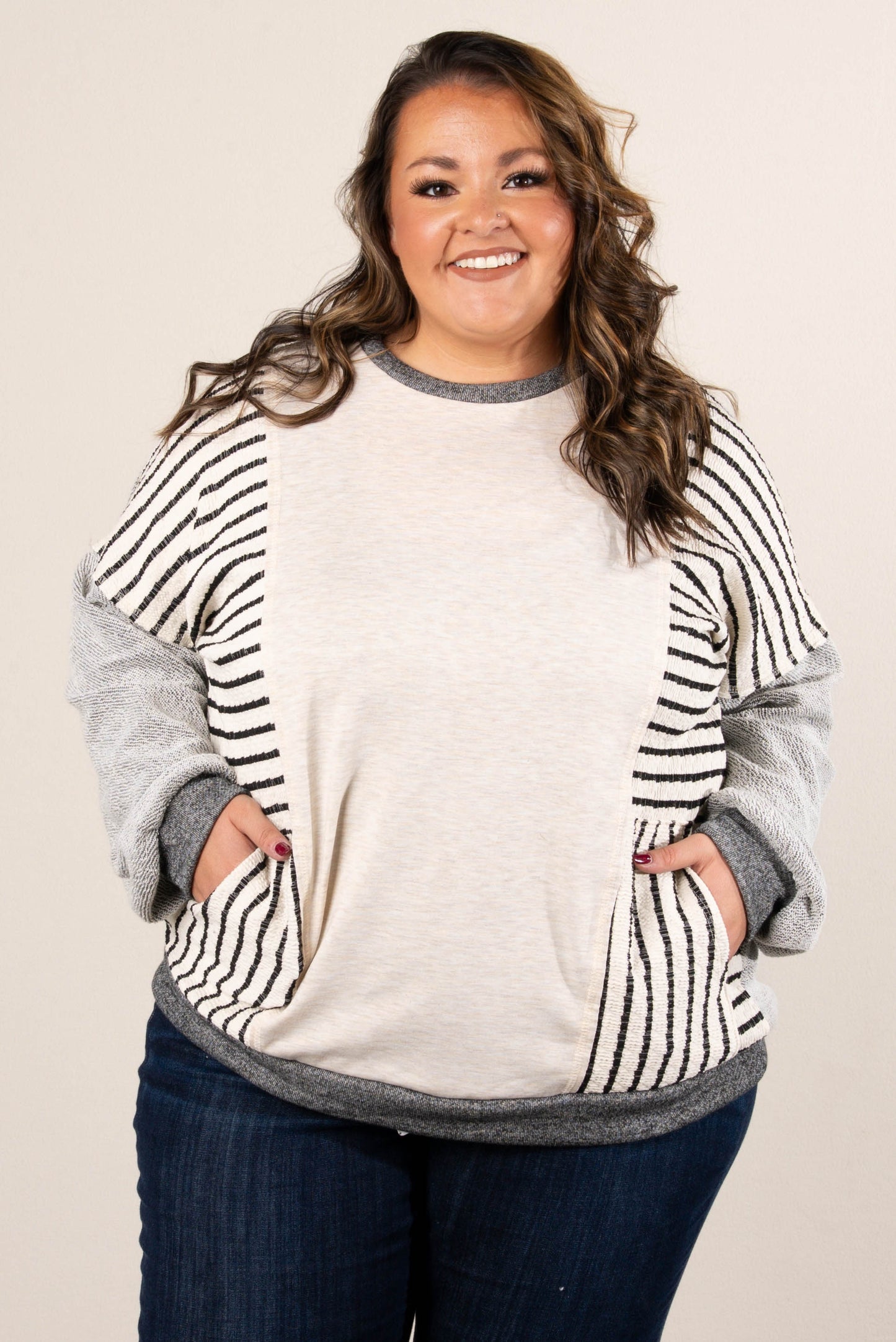 Jaida Striped Color Block Dolman Top
