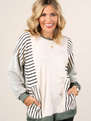 Jaida Striped Color Block Dolman Top