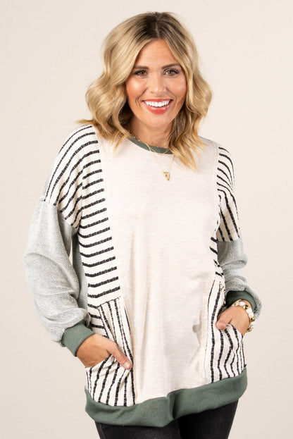Jaida Striped Color Block Dolman Top