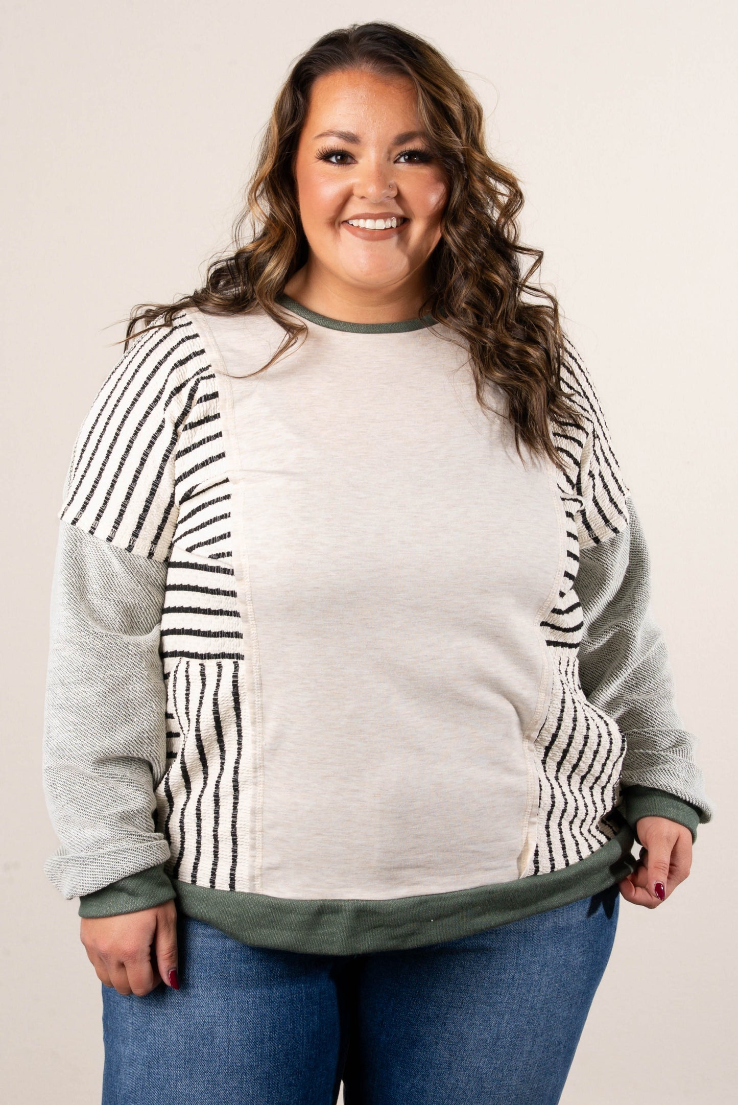 Jaida Striped Color Block Dolman Top