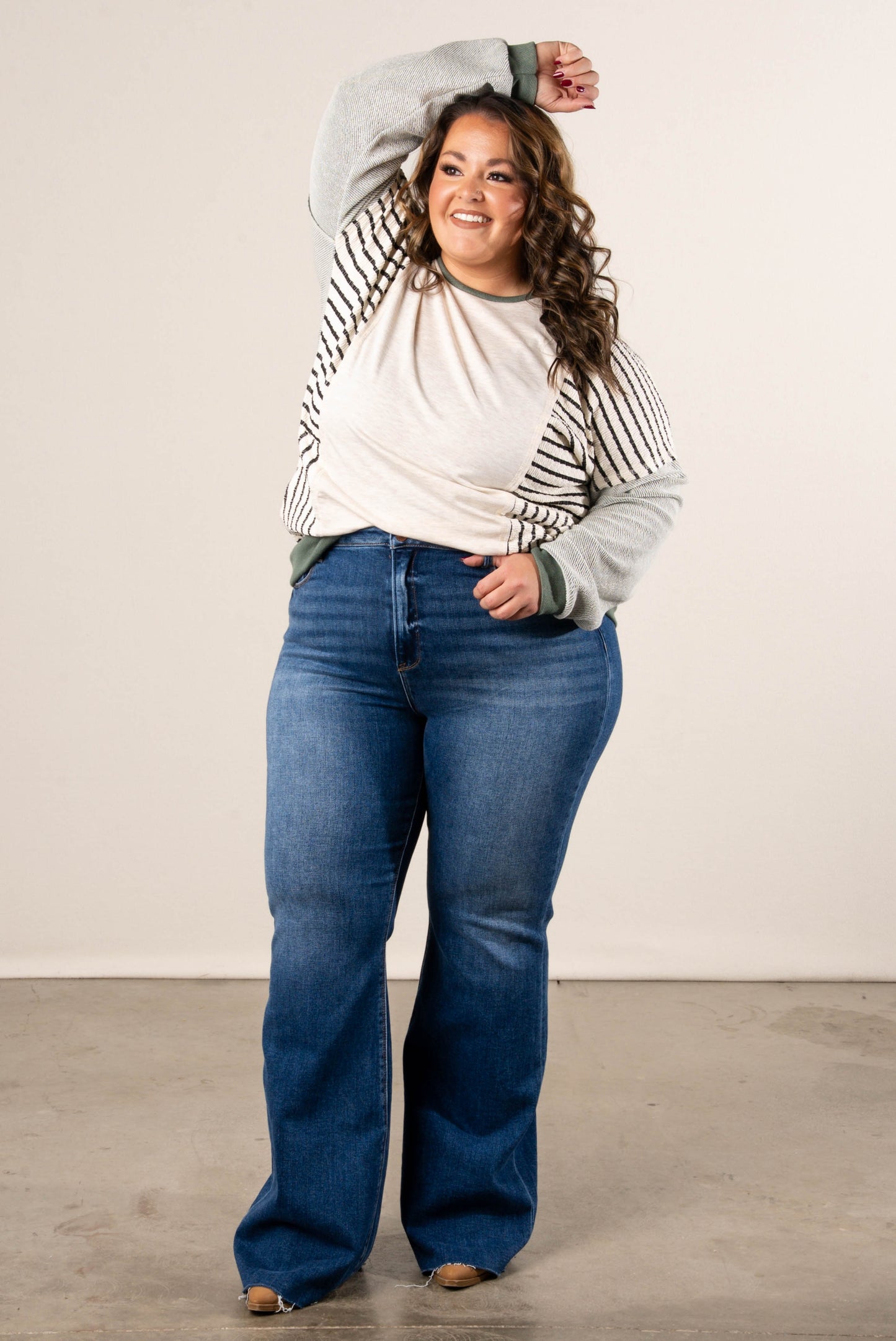 Jaida Striped Color Block Dolman Top