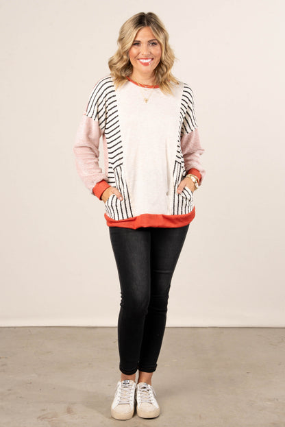Jaida Striped Color Block Dolman Top