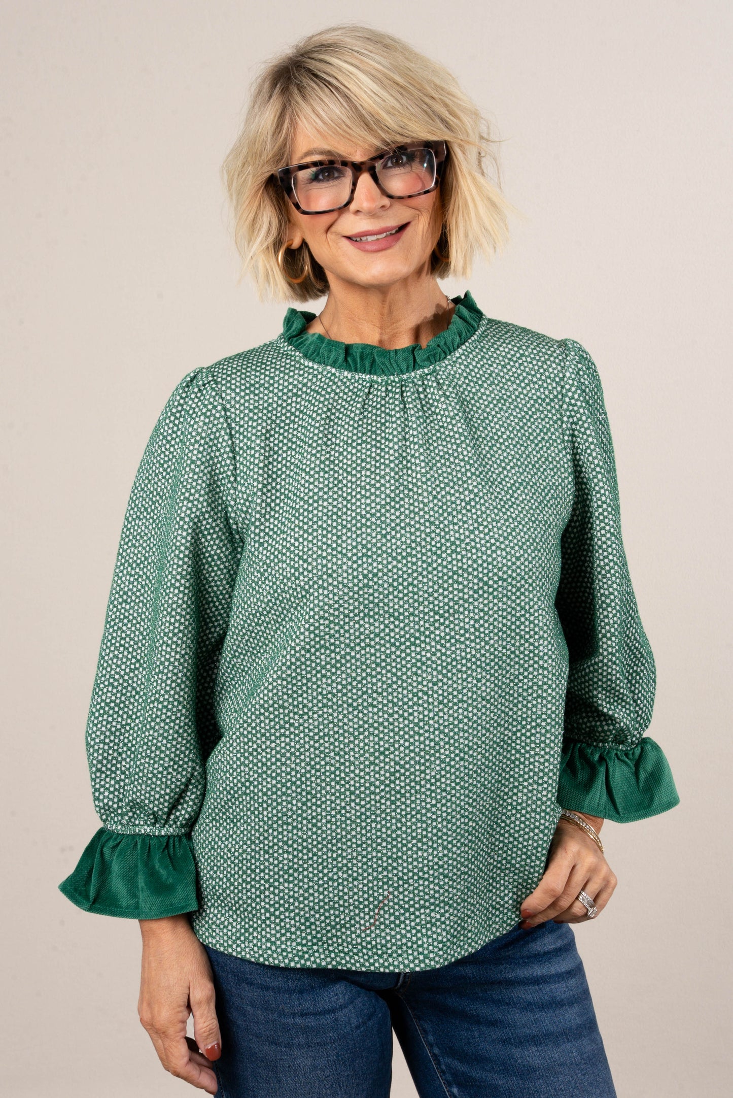 All That Glitters Lurex Knit Ruffle Top