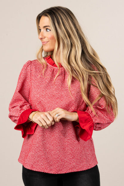 All That Glitters Lurex Knit Ruffle Top