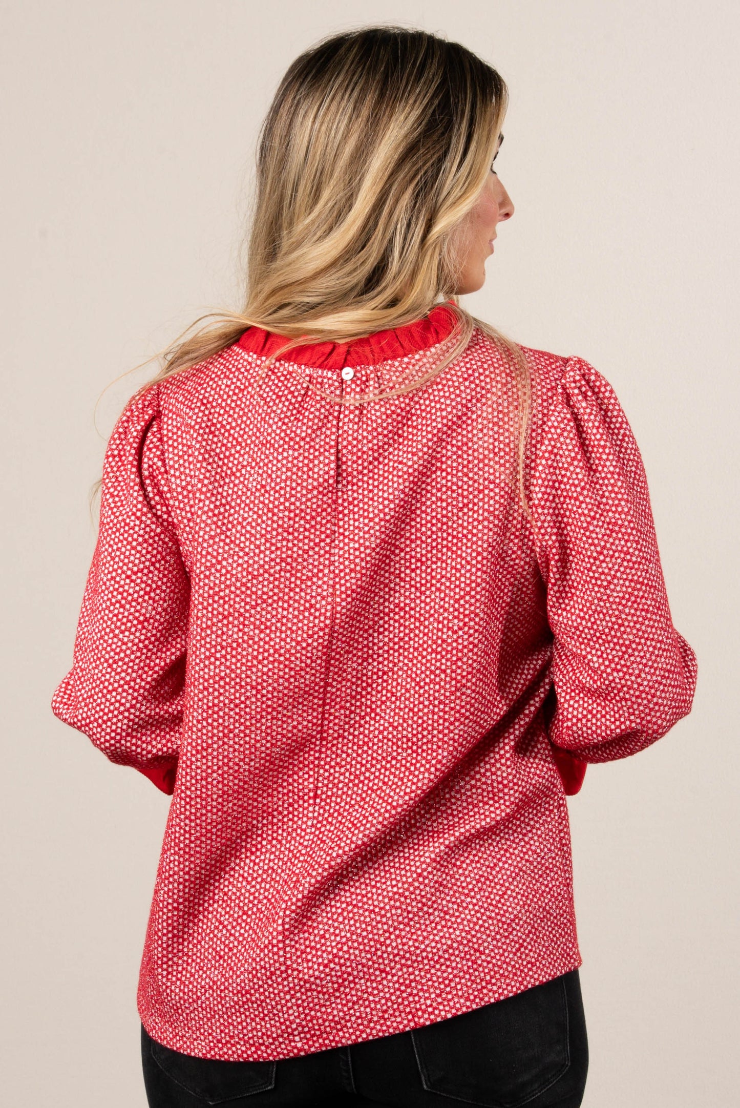 All That Glitters Lurex Knit Ruffle Top