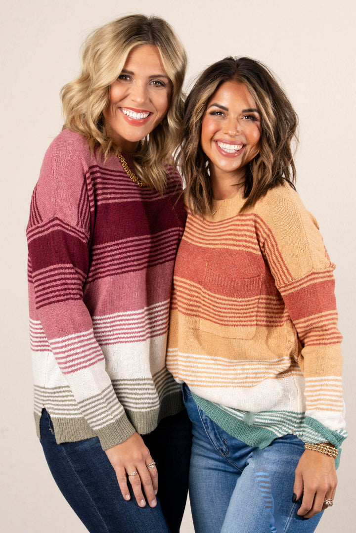 Pixie Stripe Block Drop Shoulder Sweater