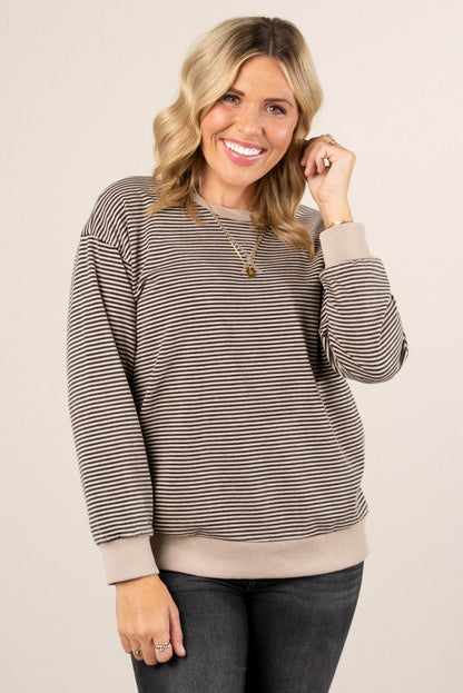 Sidelines Striped Top Stitch Pullover