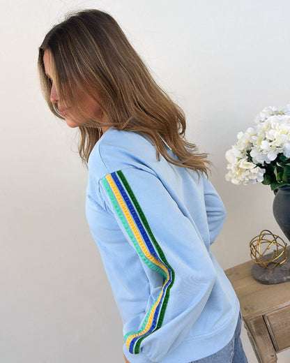 City Stroll Velvet Striped Sleeve Pullover