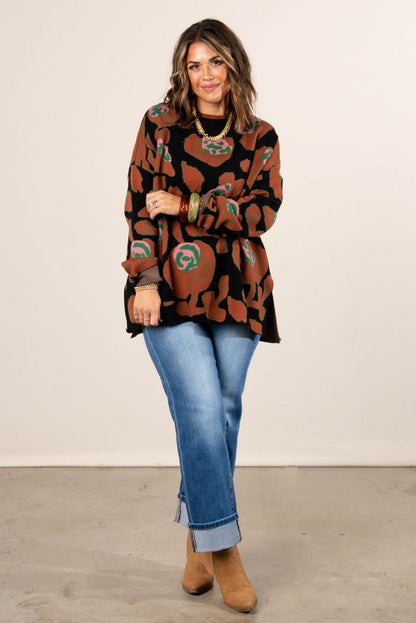 Fall Refresh Floral Knit Drop Shoulder Sweater