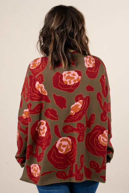 Fall Refresh Floral Knit Drop Shoulder Sweater