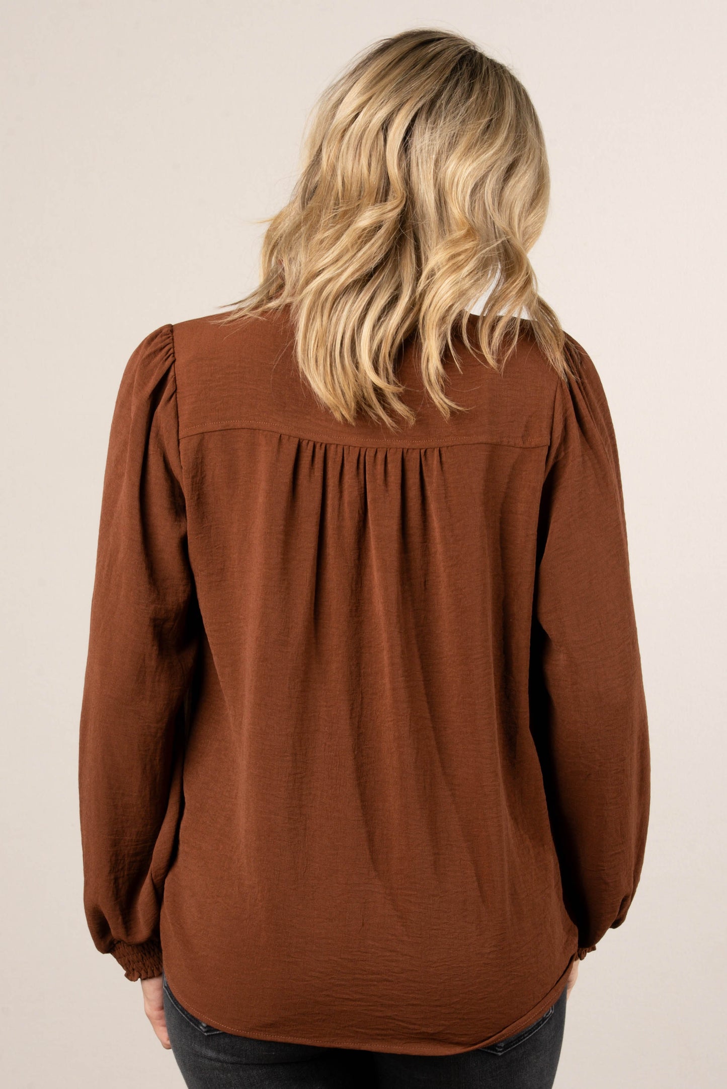 Melrose Ruffled Half Button Blouse