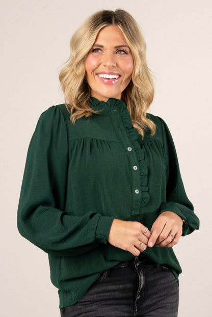Melrose Ruffled Half Button Blouse