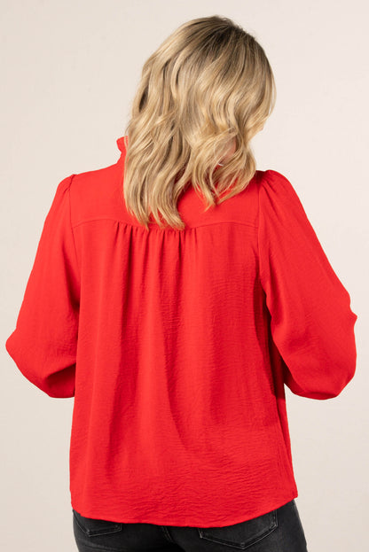 Melrose Ruffled Half Button Blouse