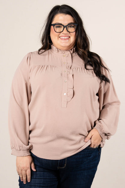 Melrose Ruffled Half Button Blouse