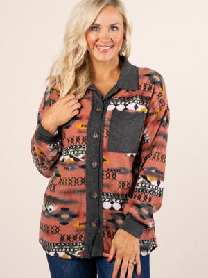 Mesa Sky Printed Hi-Lo Shacket