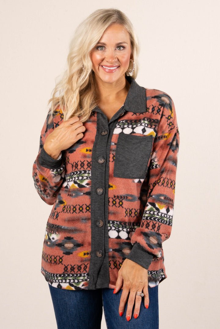 Mesa Sky Printed Hi-Lo Shacket