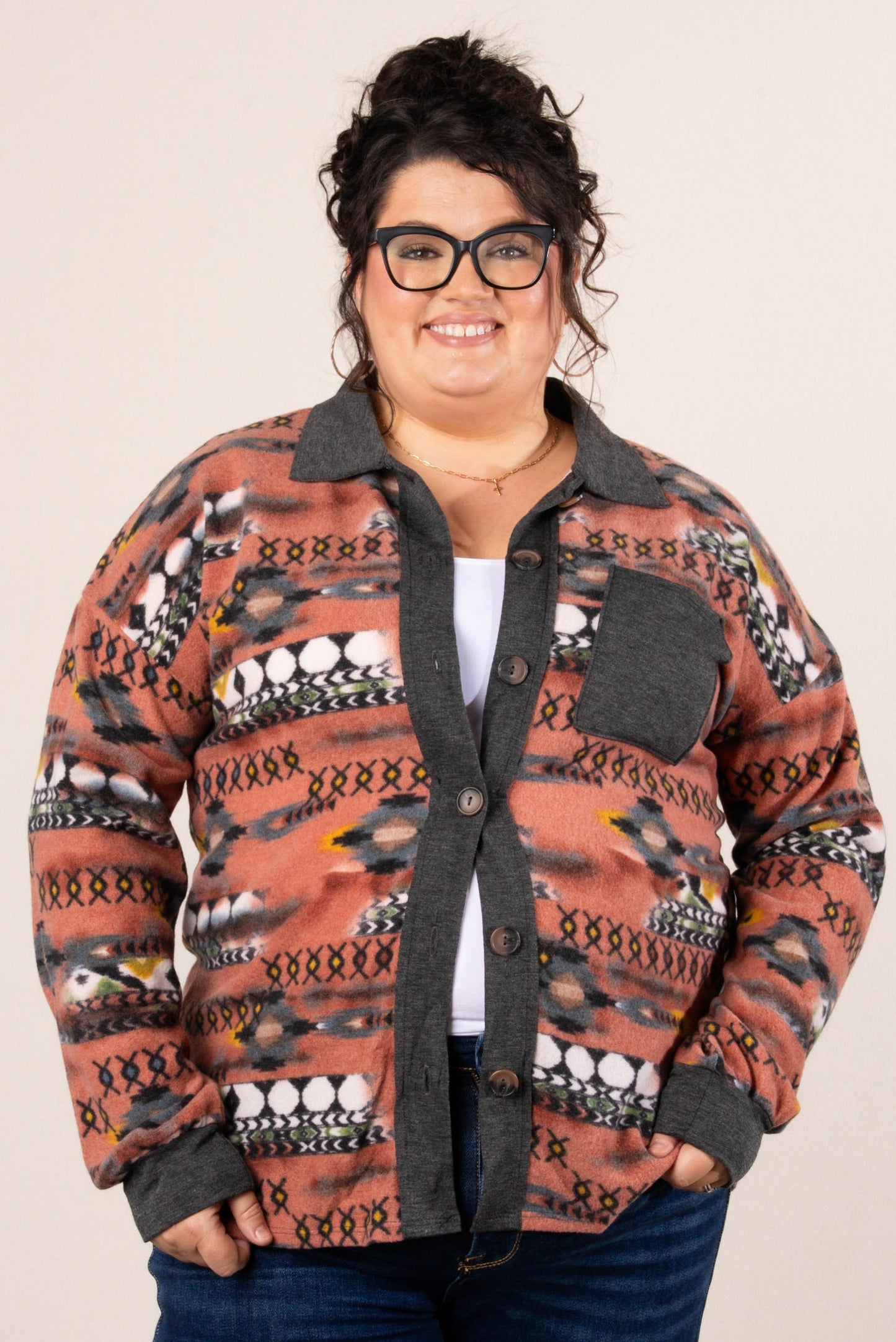 Mesa Sky Printed Hi-Lo Shacket