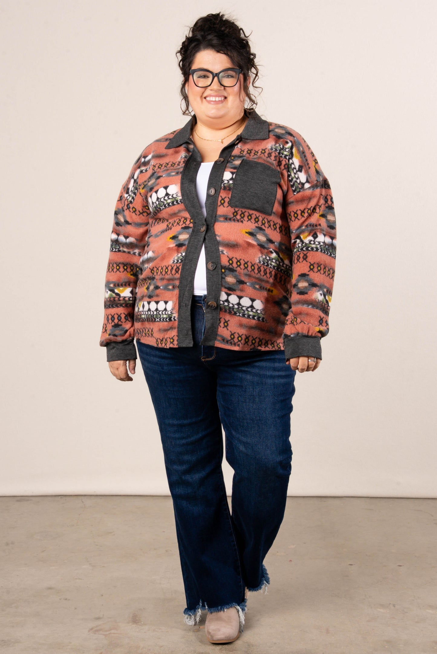 Mesa Sky Printed Hi-Lo Shacket