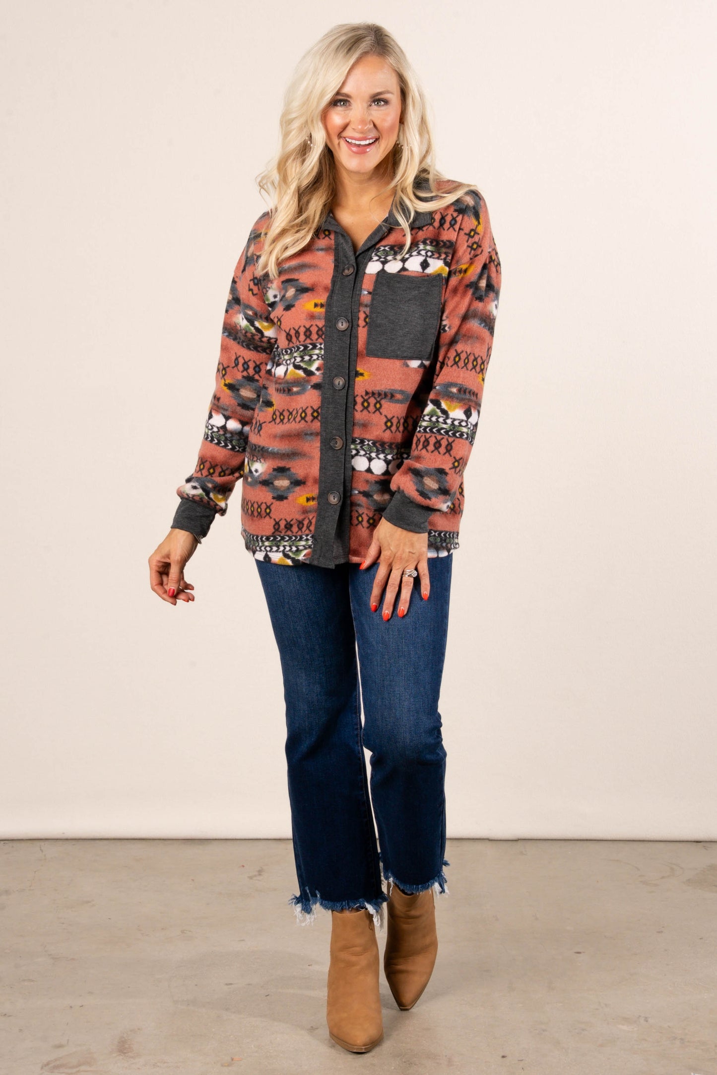 Mesa Sky Printed Hi-Lo Shacket