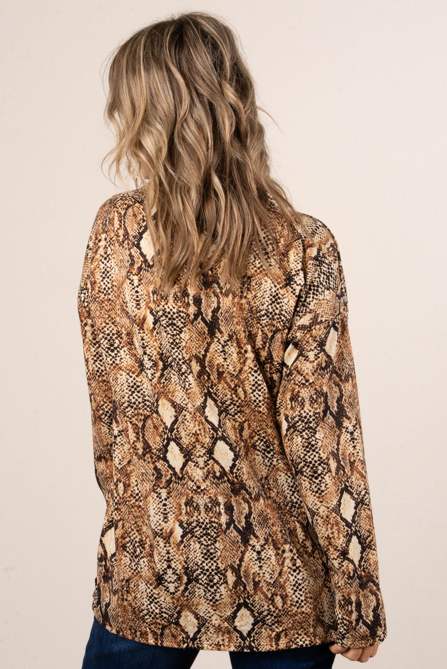Medusa Snake Print Half Button Top