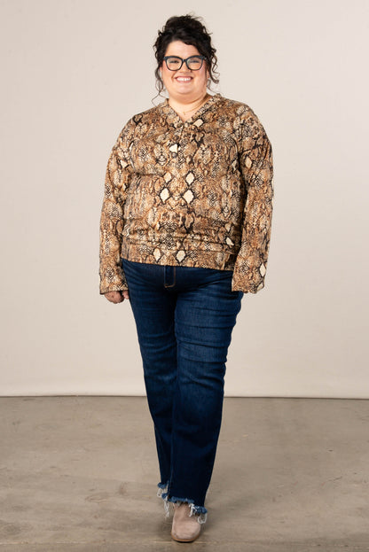 Medusa Snake Print Half Button Top