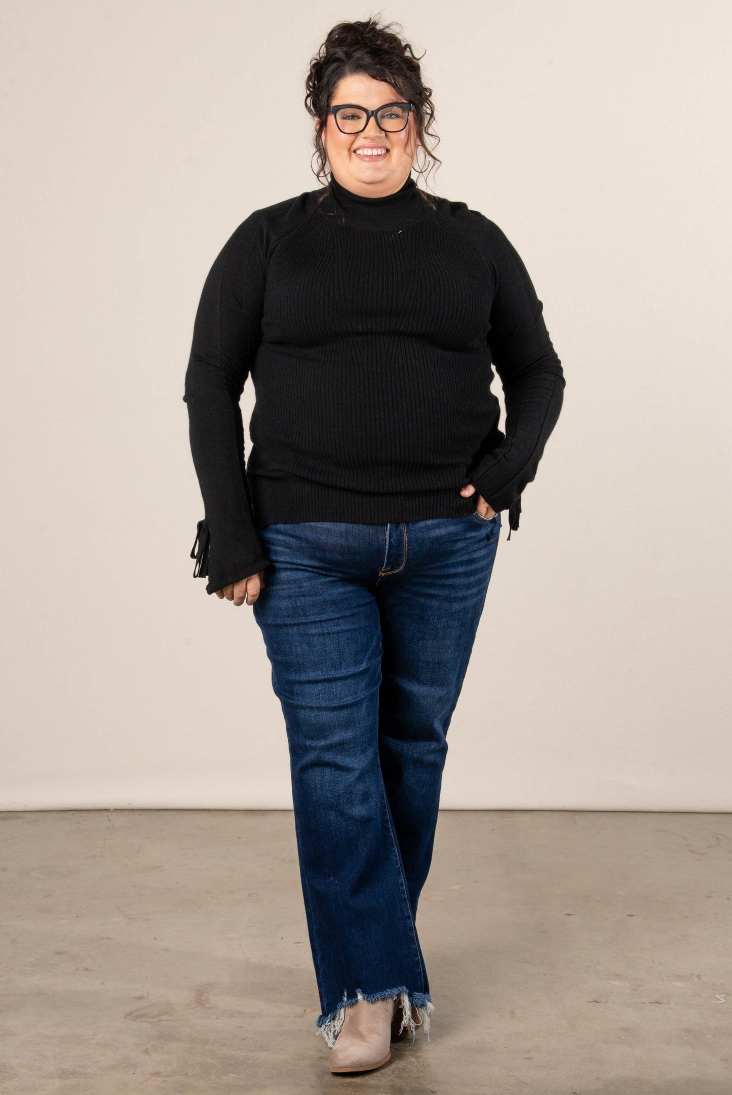 Alpine Chic Bow Tie Cuff Sweater