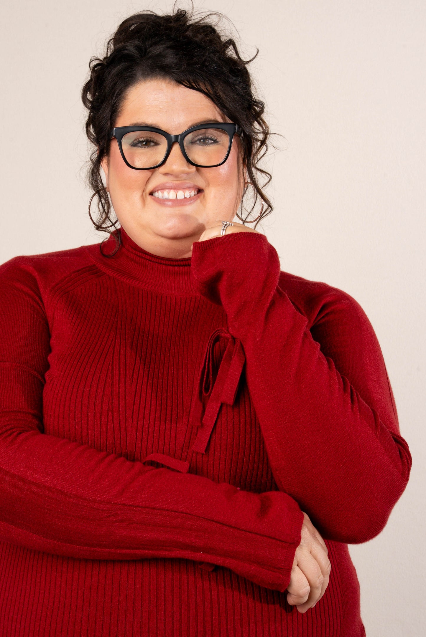 Alpine Chic Bow Tie Cuff Sweater