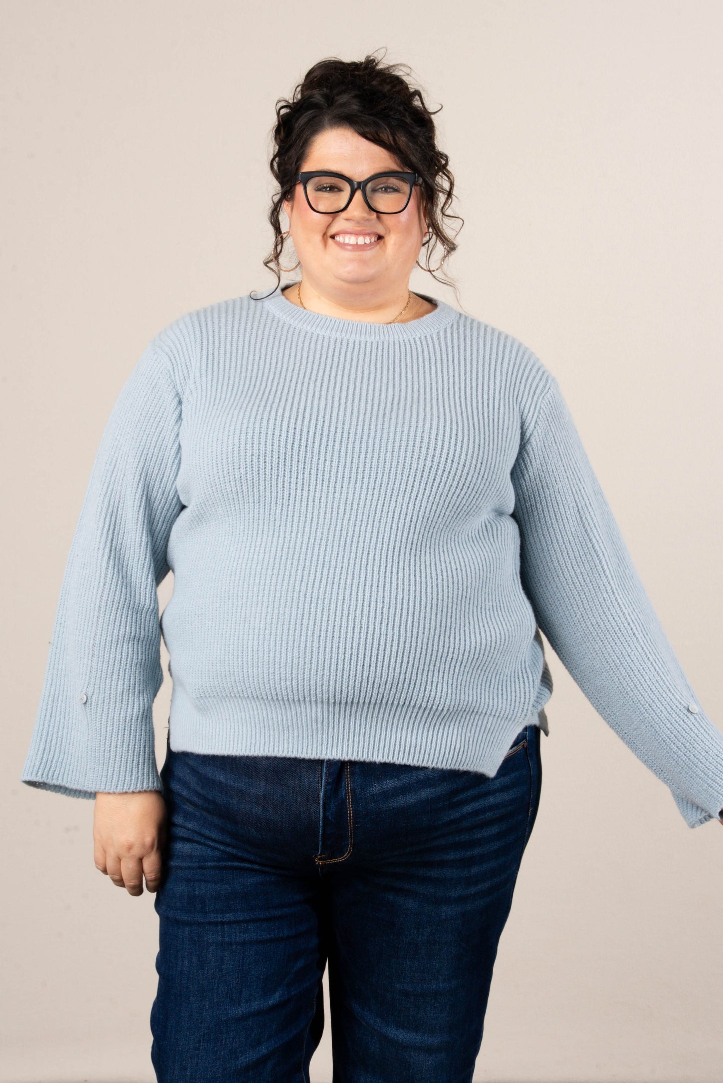 Winter Luxe Rib Knit Button Cuff Sweater