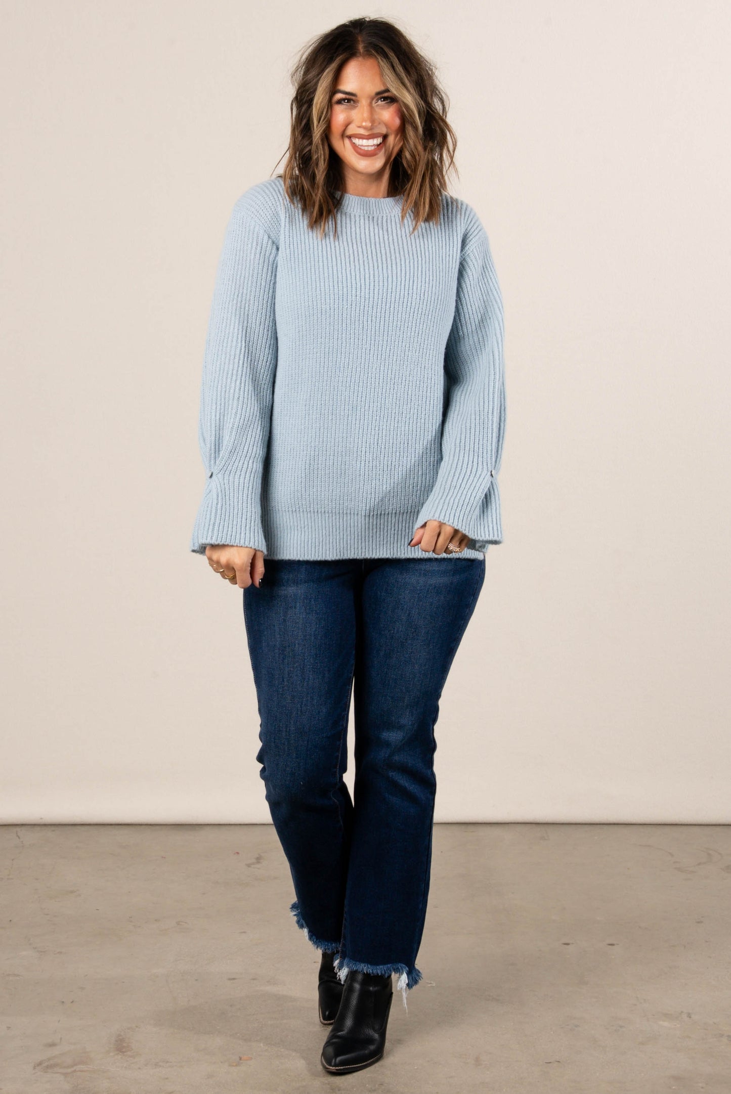 Winter Luxe Rib Knit Button Cuff Sweater