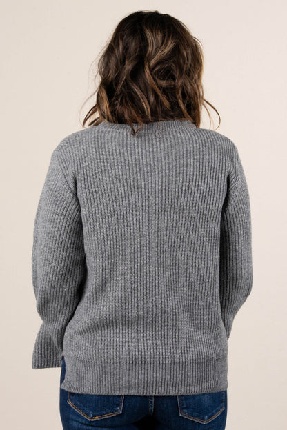 Winter Luxe Rib Knit Button Cuff Sweater