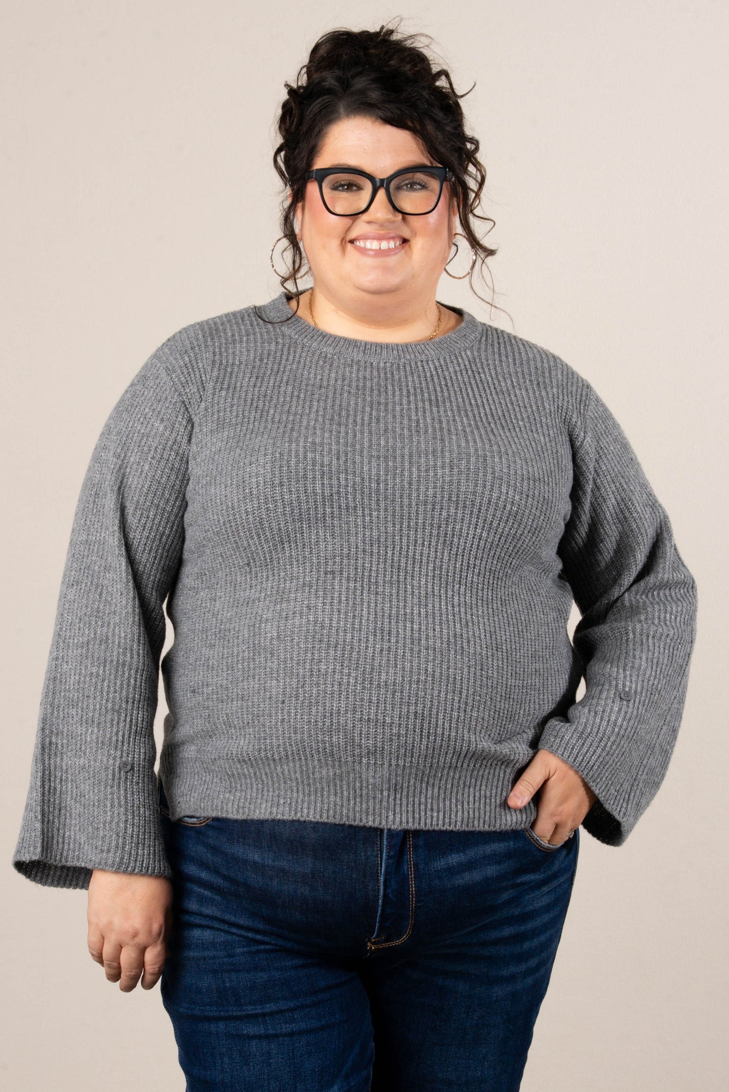 Winter Luxe Rib Knit Button Cuff Sweater